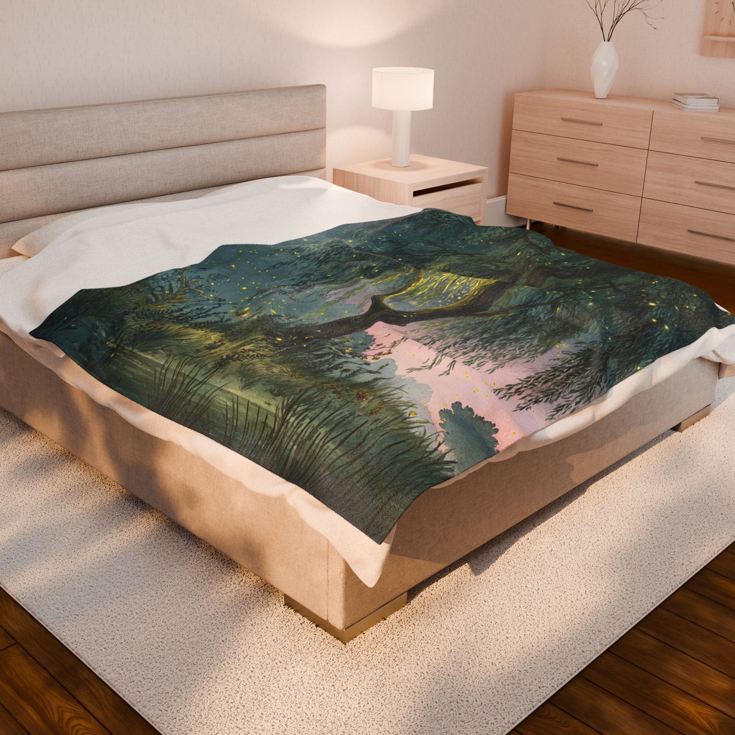 “Willow Whispers” Velveteen Plush Blanket – 60" × 80" | Two Homes Co