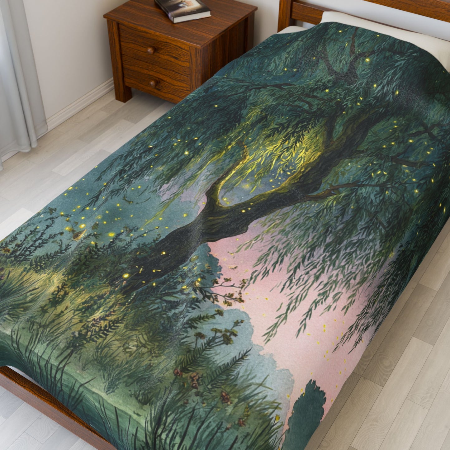 “Willow Whispers” Velveteen Plush Blanket – 60" × 80" | Two Homes Co