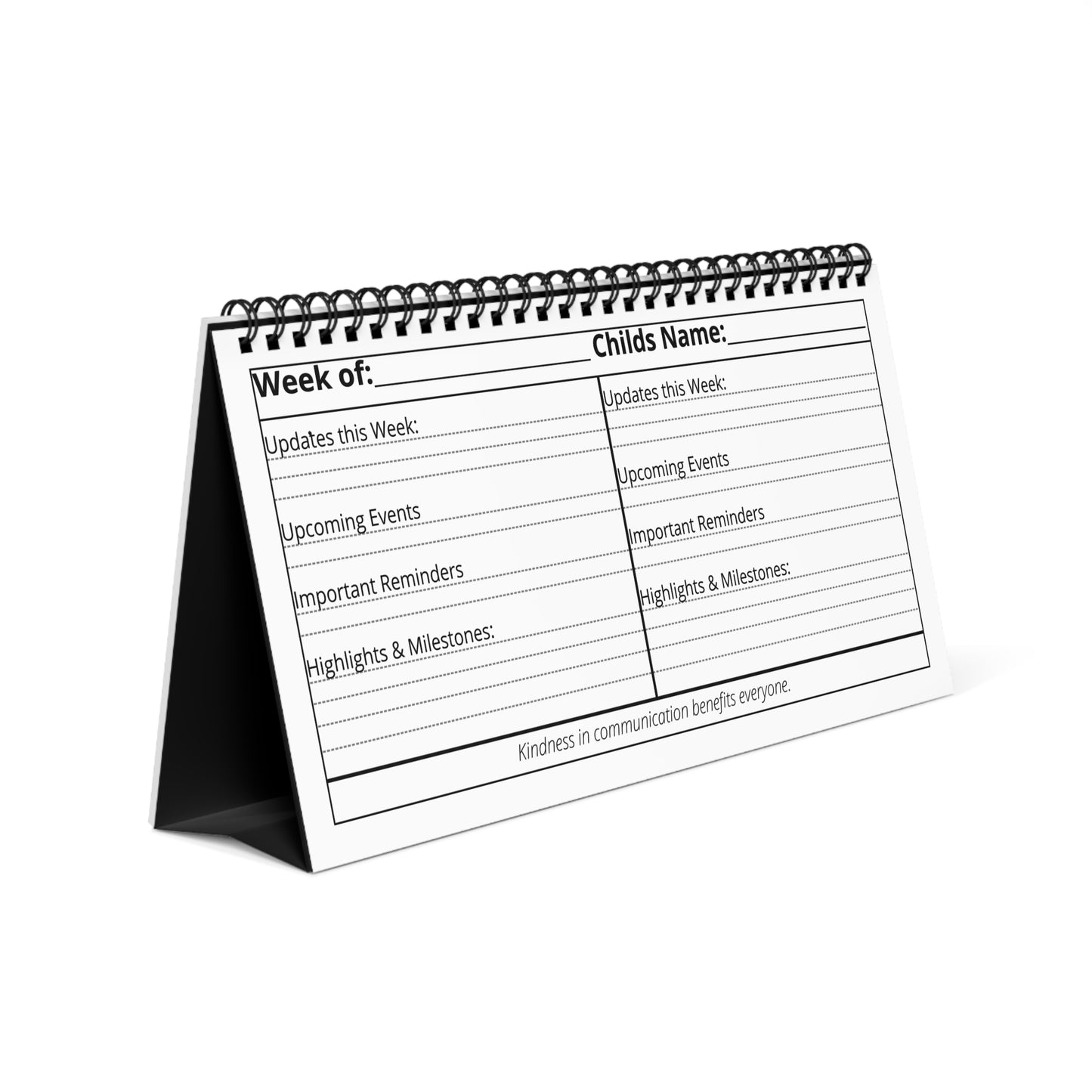 Co-Parent Weekly Handoff Calendar – 12-Week Communication Desk Flipbook | Two Homes Co