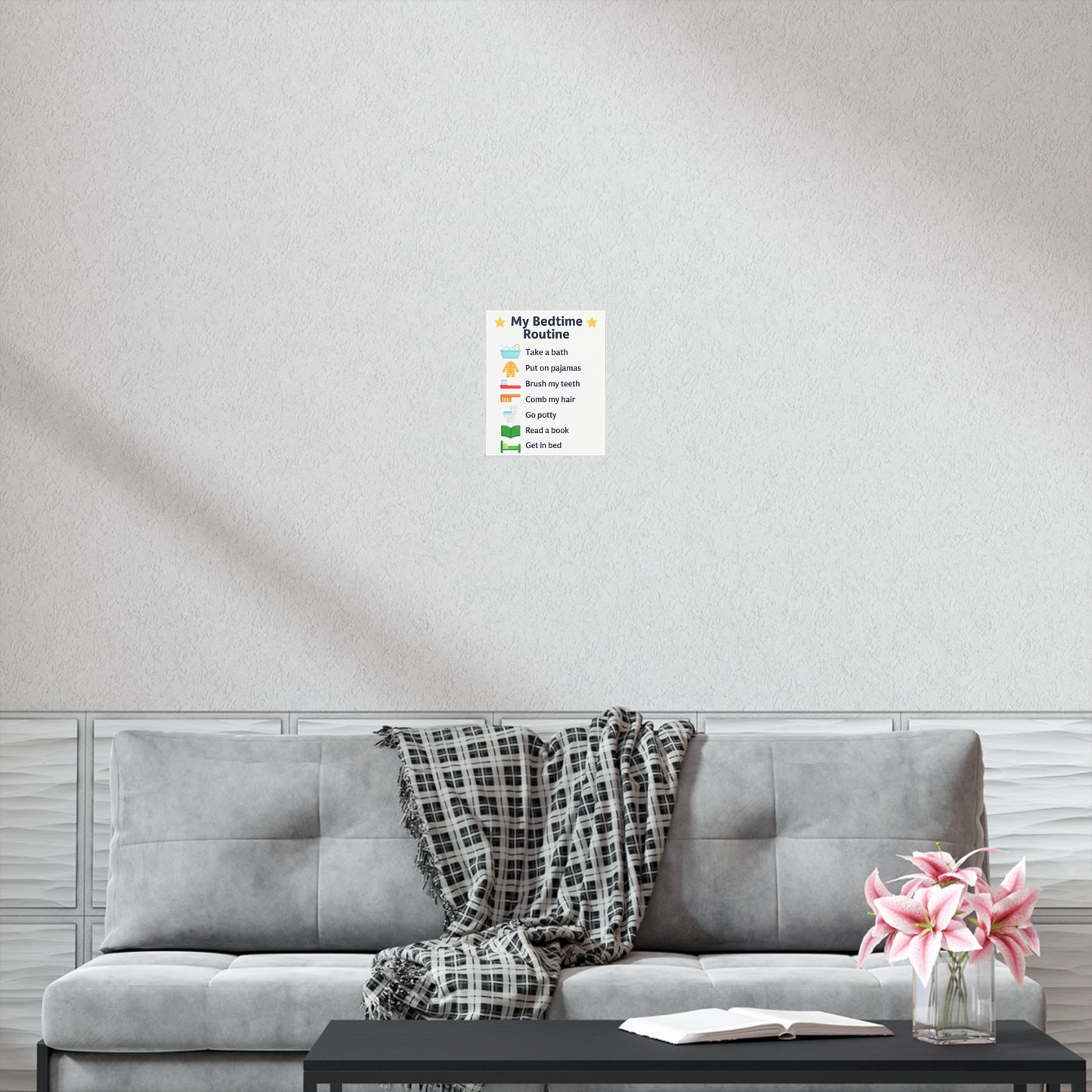 Bedtime Routine Poster | Kids' Wall Art, Parenting Decor, Children's Bedroom, Educational Print, Nursery Decor