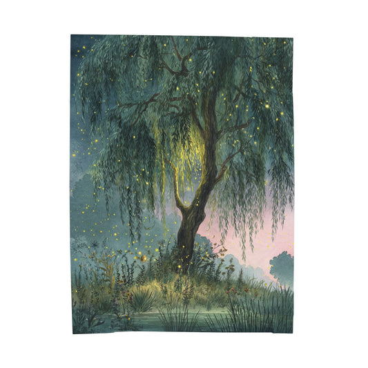 “Willow Whispers” Velveteen Plush Blanket – 60" × 80" | Two Homes Co