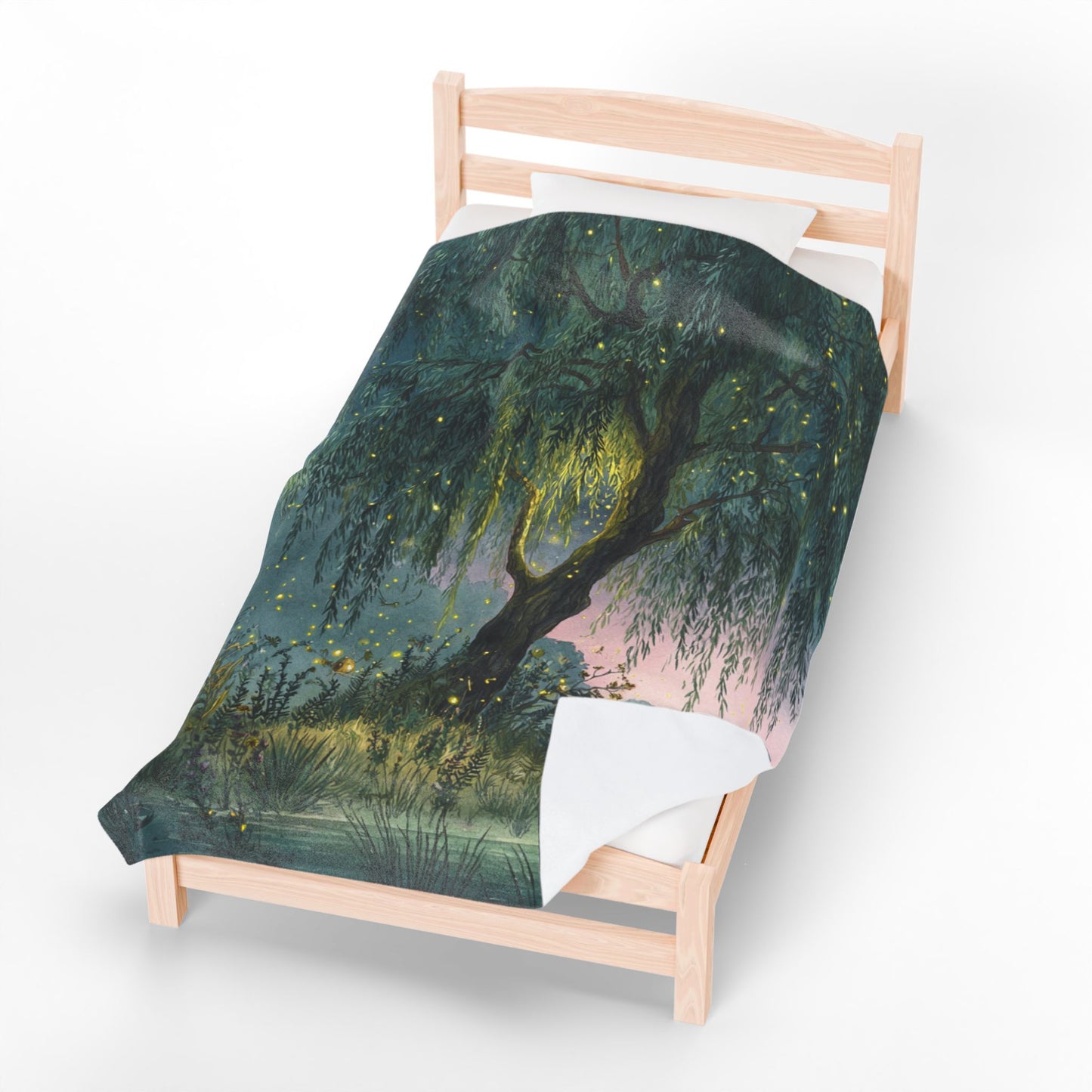 “Willow Whispers” Velveteen Plush Blanket – 60" × 80" | Two Homes Co