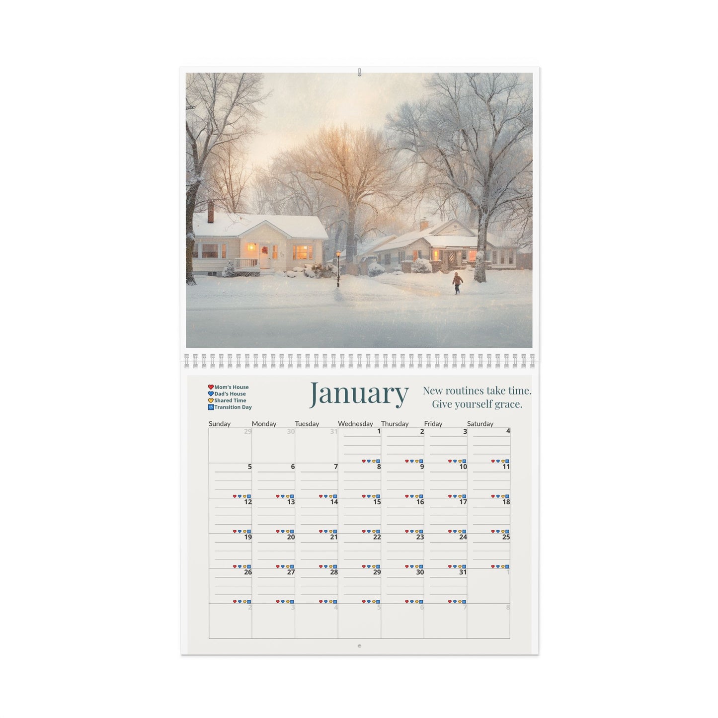 The Co-Parent Wall Calendar 2025 – Two Homes. One Team.