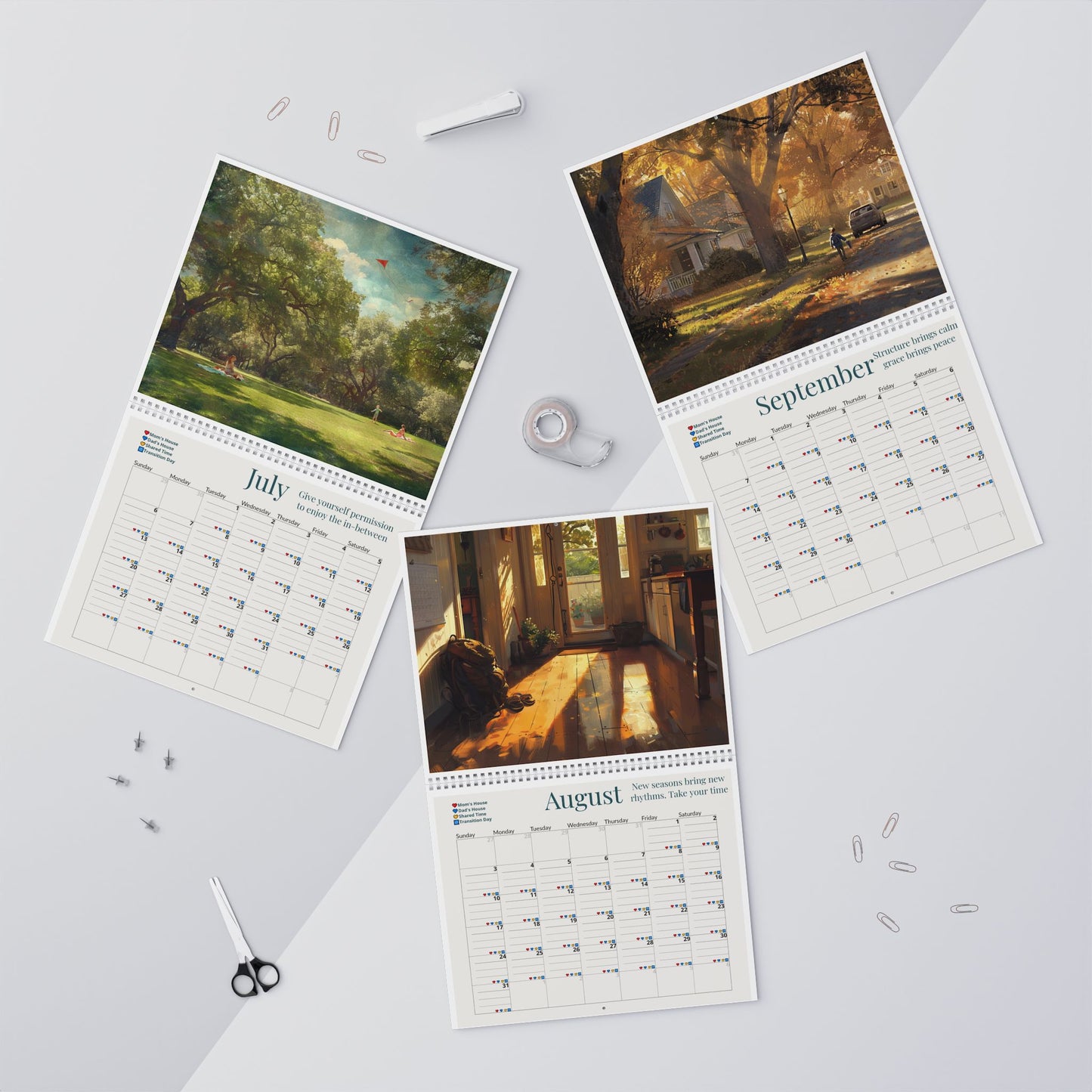 The Co-Parent Wall Calendar 2025 – Two Homes. One Team.