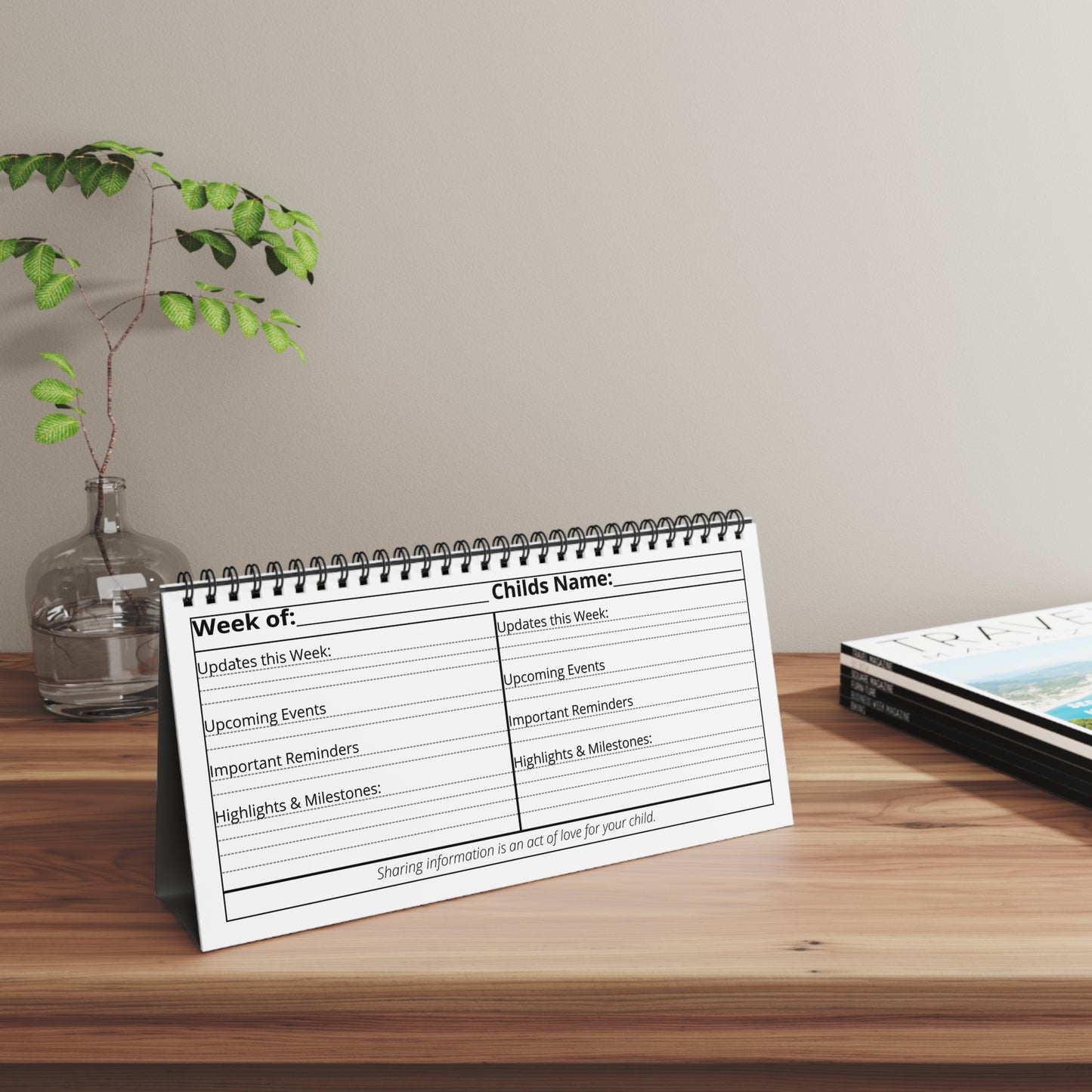 Co-Parent Weekly Handoff Calendar – 12-Week Communication Desk Flipbook | Two Homes Co