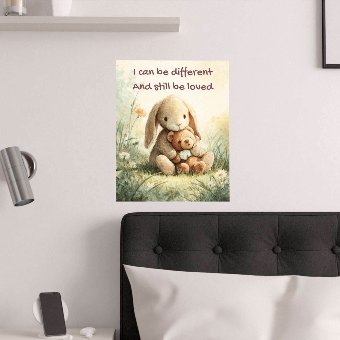 “I Can Be Different and Still Be Loved” Kids Affirmation Poster – 16×20 | Two Homes Co