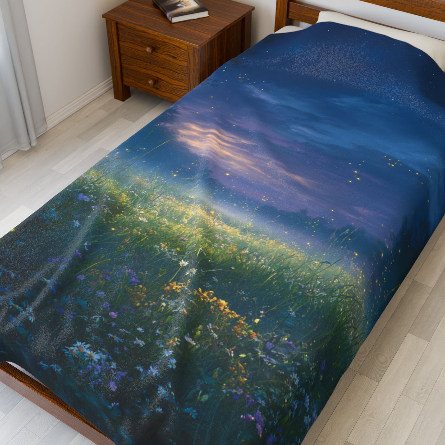 “Meadow Lullaby” Velveteen Plush Blanket – 60" × 80" | Two Homes Co