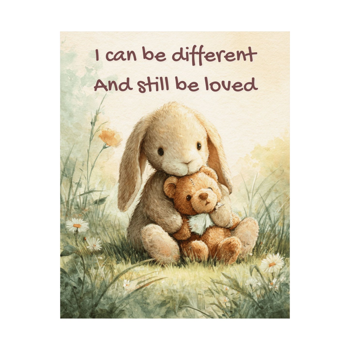 “I Can Be Different and Still Be Loved” Kids Affirmation Poster – 16×20 | Two Homes Co